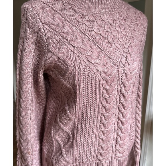 Abercrombie & Fitch Pink Cable Knit Sweater Women's Small Cotton Blend Soft - Picture 2 of 8